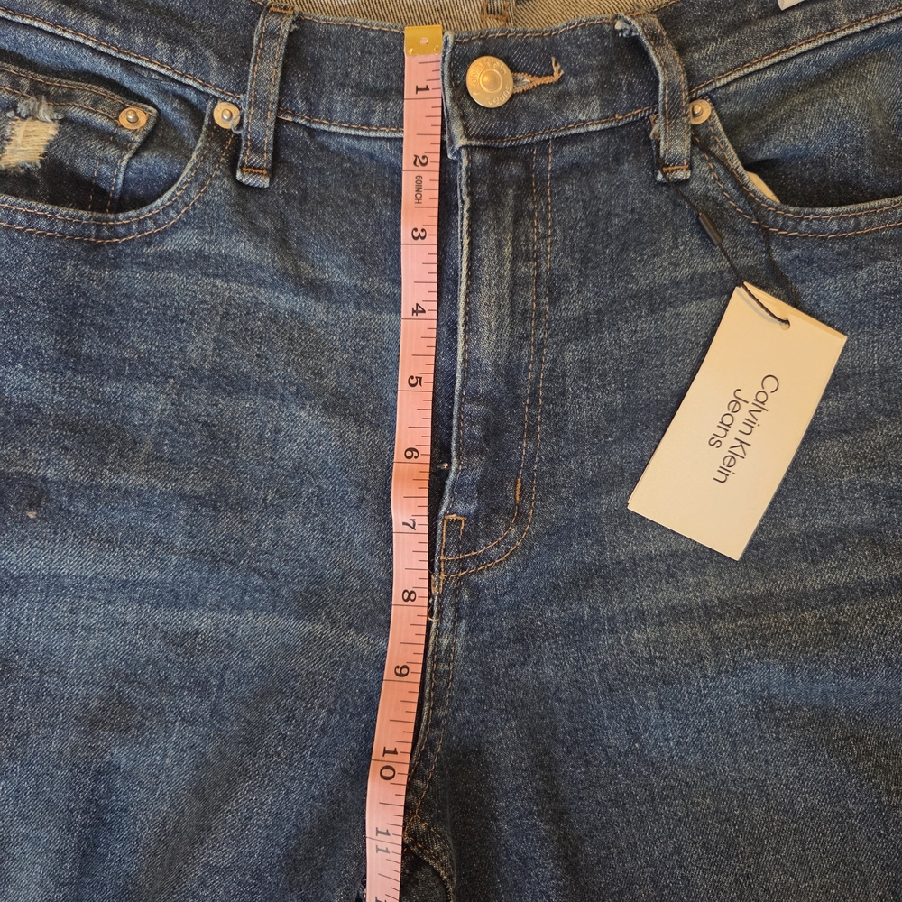 Calvin Klein Dark Blue Straight Leg Jeans - Picture 8 of 9